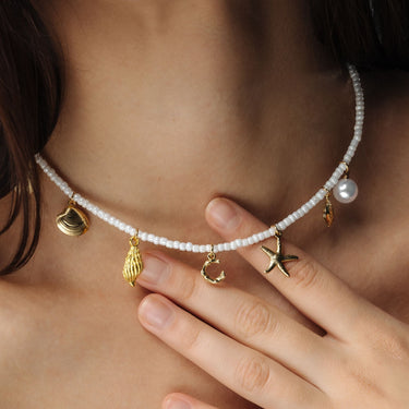 Gold Necklace for a woman - Summer Initial Necklace - Pearl Necklace - Woman Necklace Necklace Brother & Sisters